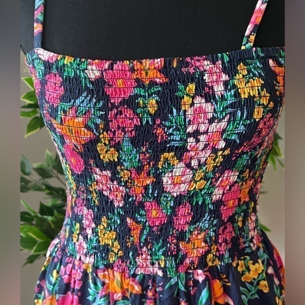J Crew Smocked Top Midi Dress Floral - Picture 3 of 8